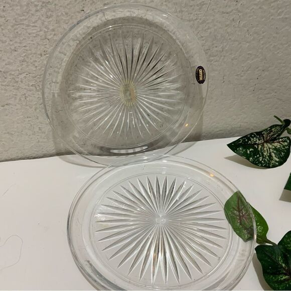New Crystal 8 1/2" Platter  Starburst Pattern - Made in USA 24% Lead Set of 2 G3 - Picture 3 of 6